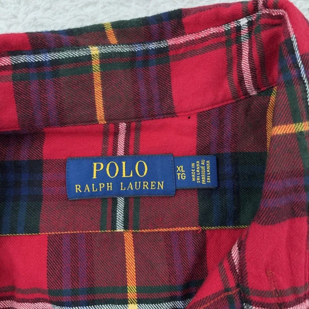 Polo Ralph Lauren Shirt Mens XL Red Plaid Tartan Button Down Long Sleeve Pony‎